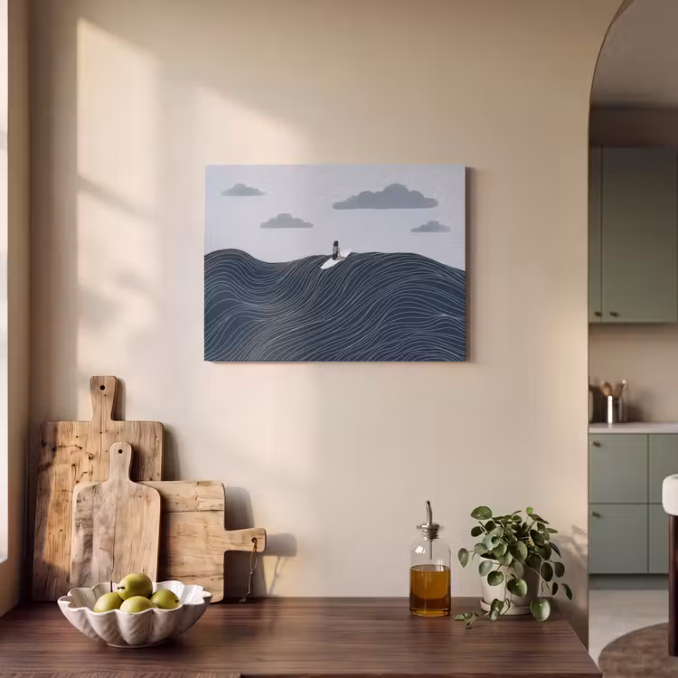 Persoon - Surfen - Oceaan - Natuur - Modern PET vilt klein -sfeer2