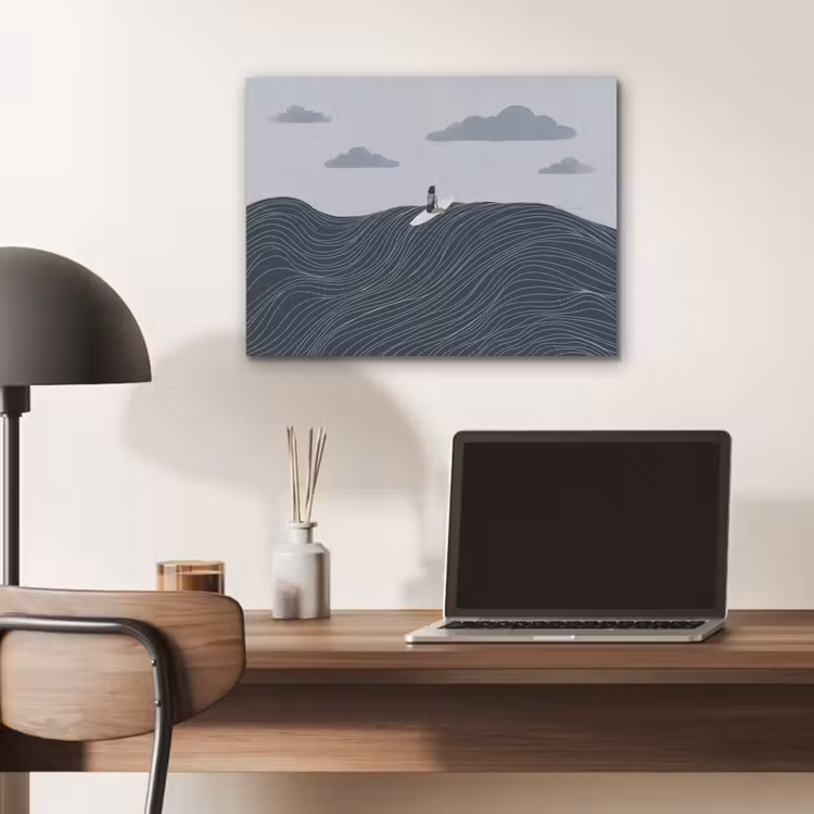 Persoon - Surfen - Oceaan - Natuur - Modern PET vilt klein -sfeer5