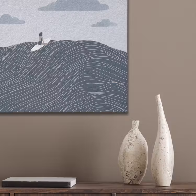 Persoon - Surfen - Oceaan - Natuur - Modern PET vilt klein -sfeer6_closeup