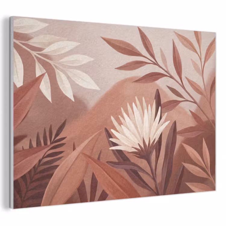 Planten - Bladeren - Botanisch - Modern - Bruin PET vilt klein -3d