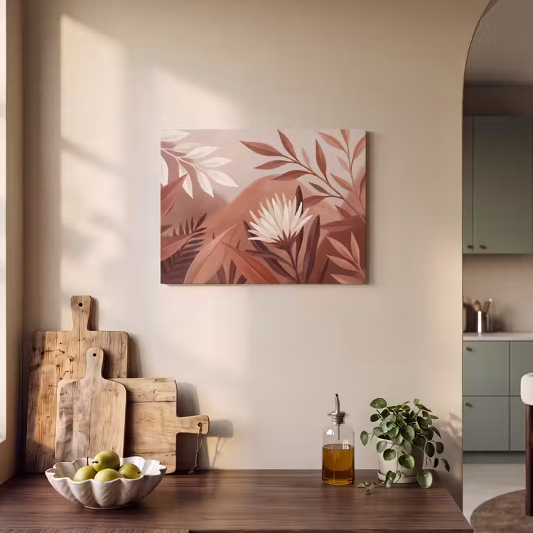 Planten - Bladeren - Botanisch - Modern - Bruin PET vilt klein -sfeer2