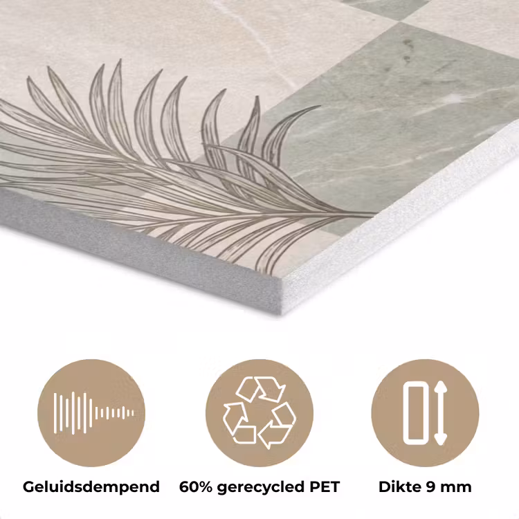 Planten - Bladeren - Marmer - Modern - Groen PET vilt klein -closeup_NL