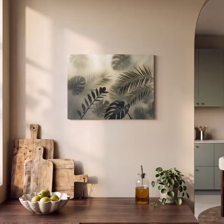 Planten - Bladeren - Schaduwen - Groen - Modern PET vilt klein -sfeer2