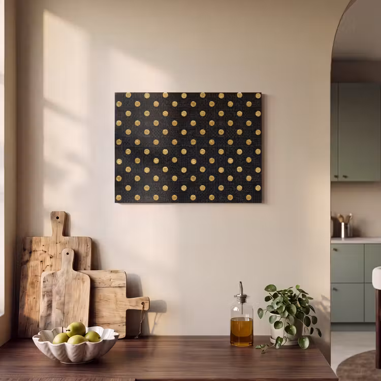Polka Dot - Stippen - Goud - Zwart PET vilt klein 837 -sfeer2
