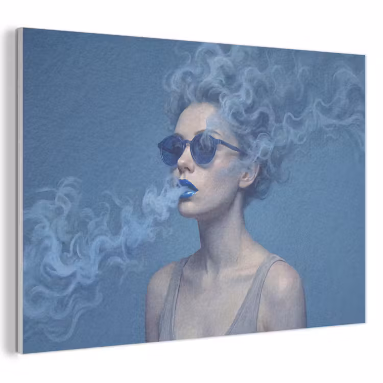 Portret - Zonnebril - Rook - Abstract - Blauw PET vilt klein -3d