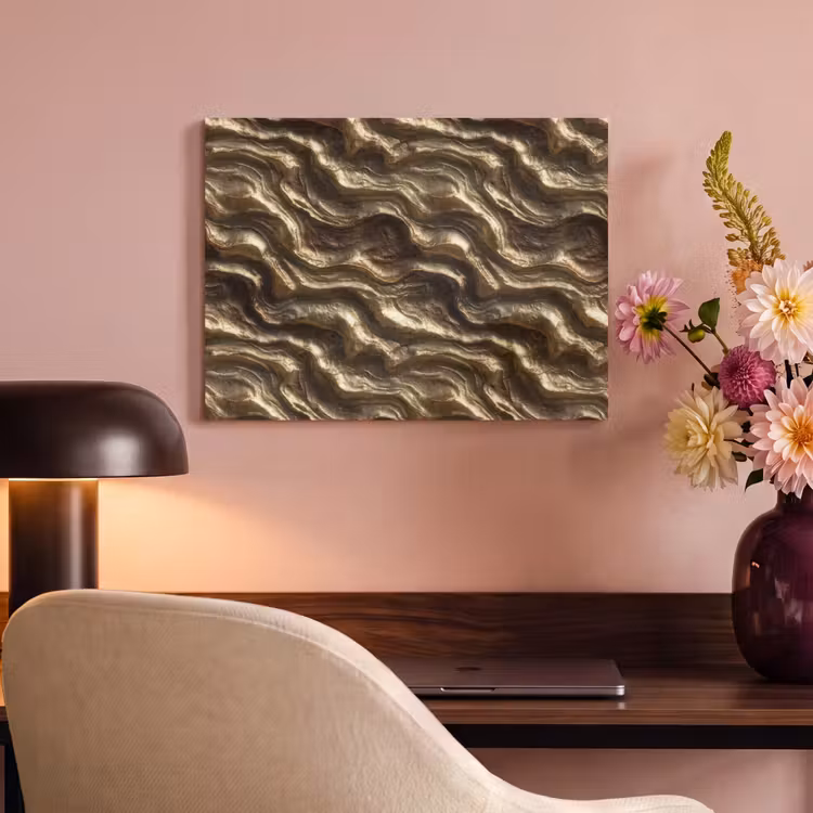 Reliëf - Golven - Abstract - Bronsgoud PET vilt klein 837 -sfeer3