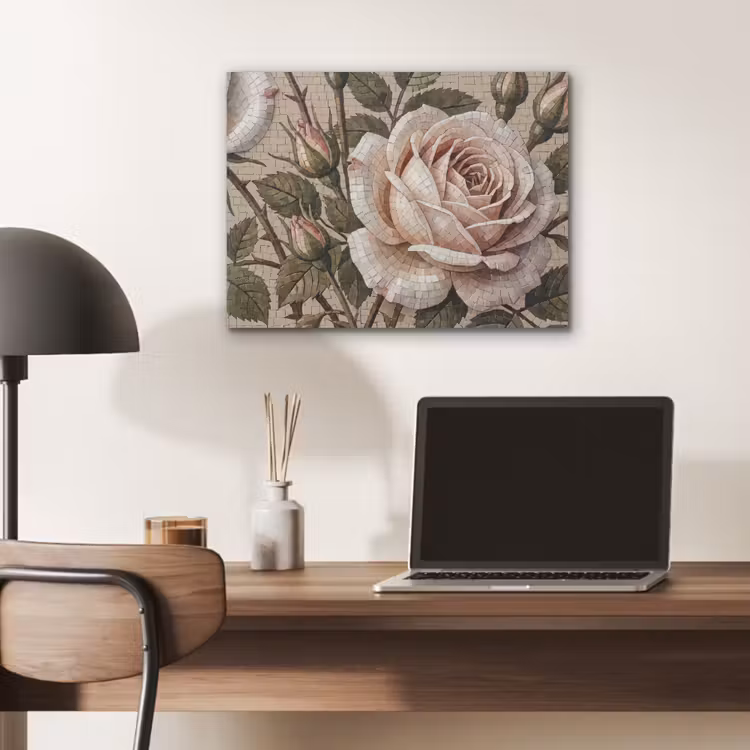 Roos - Mozaïek - Bloemen - Klassiek - Beige PET vilt klein -sfeer5