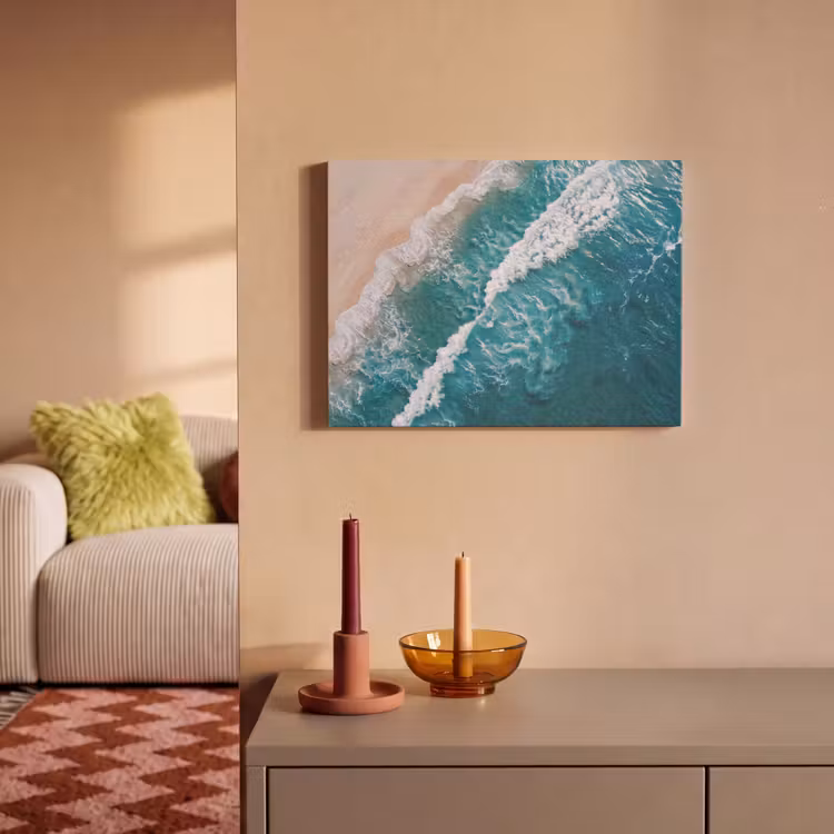 Zee - Strand - Golven - Natuur - Blauw PET vilt klein -sfeer1