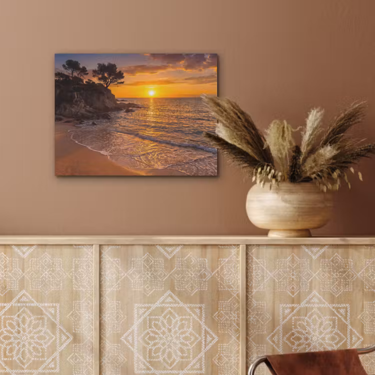Zee - Kust - Zonsondergang - Natuur - Oranje PET vilt klein -sfeer4
