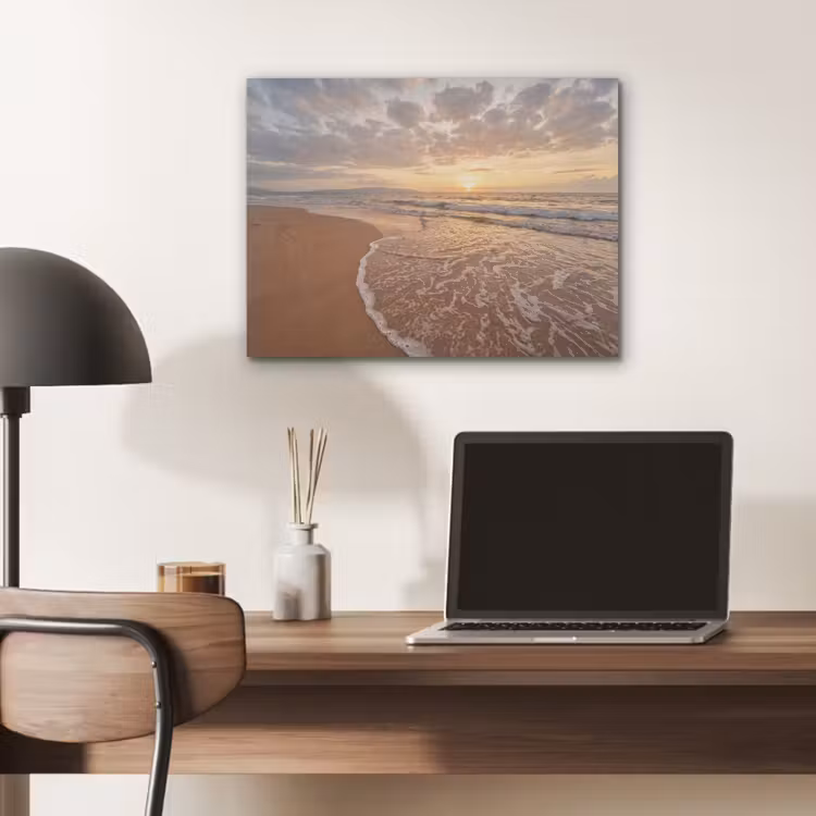 Zee - Kustlijn - Wolken - Landschap - Oranje PET vilt klein -sfeer5