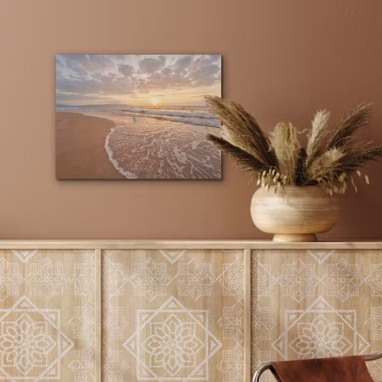 Zee - Kustlijn - Wolken - Landschap - Oranje PET vilt klein -sfeer4