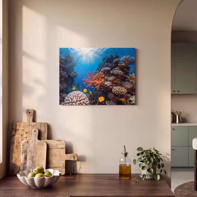 Zee - Koraalrif - Natuur - Levendig - Blauw PET vilt klein -sfeer2