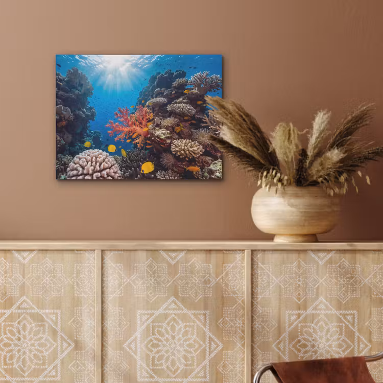 Zee - Koraalrif - Natuur - Levendig - Blauw PET vilt klein -sfeer4
