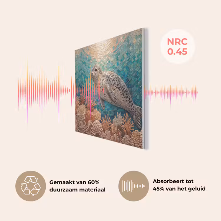 Zeehond - Mozaïek - Onderwater - Dieren - Blauw PET vilt klein -USP_NL