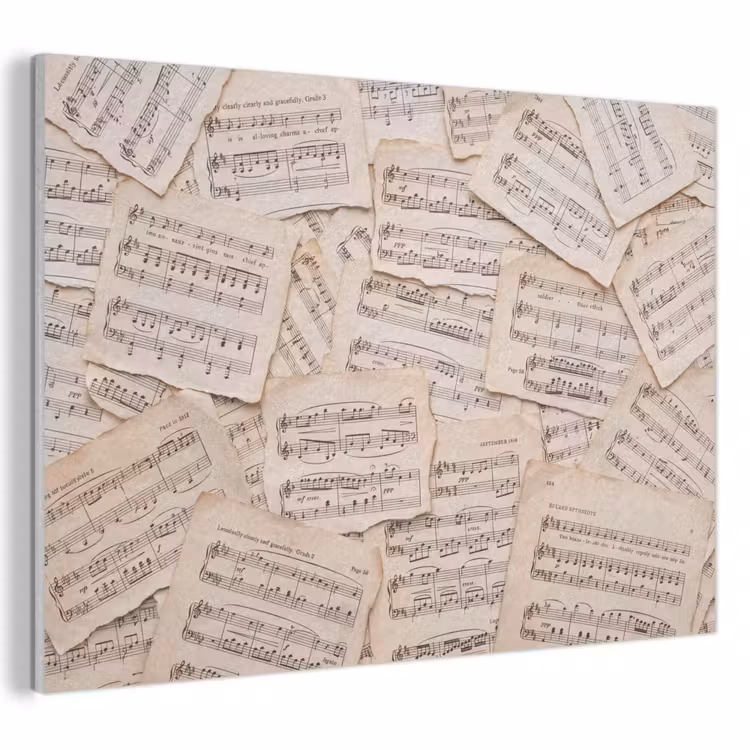 Bladmuziek - Oud - Noten - Vintage - Beige PET vilt klein -3d