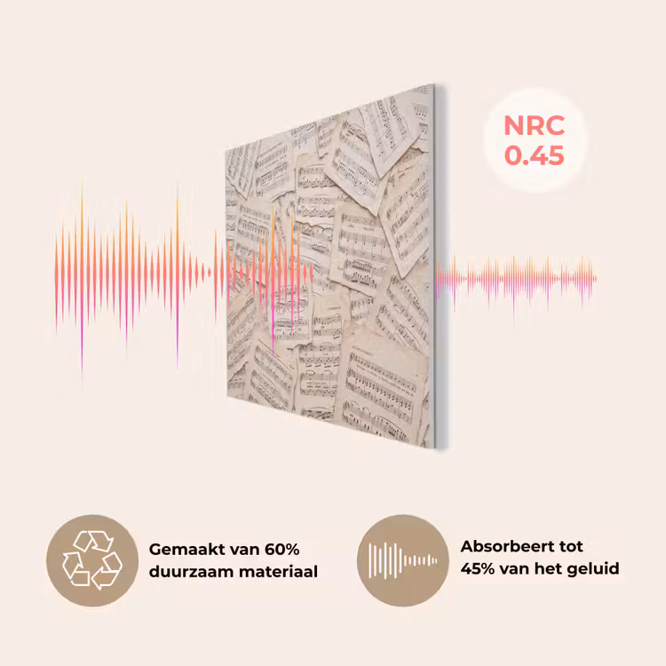 Bladmuziek - Oud - Noten - Vintage - Beige PET vilt klein -USP_NL