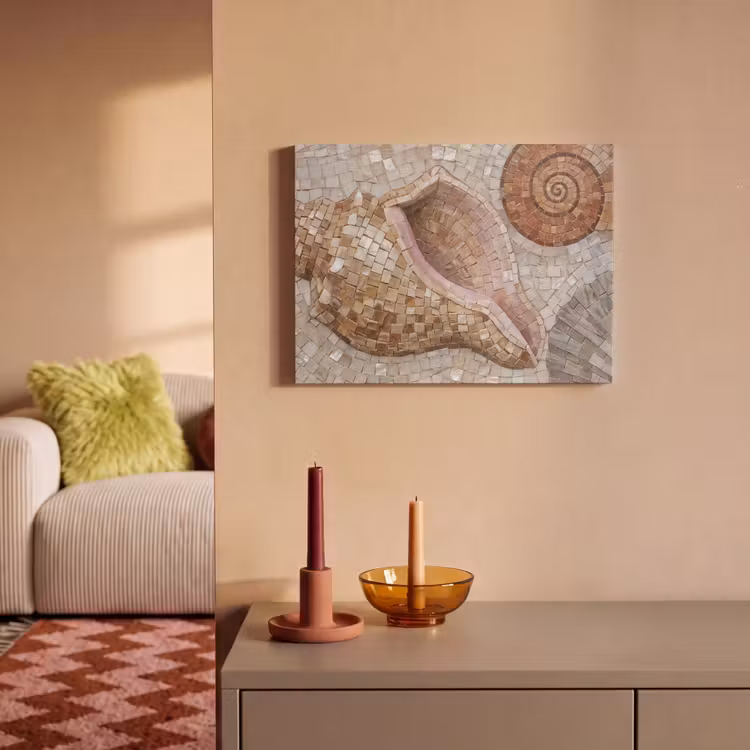 Schelp - Mozaïek - Zee - Beige - Modern PET vilt klein -sfeer1