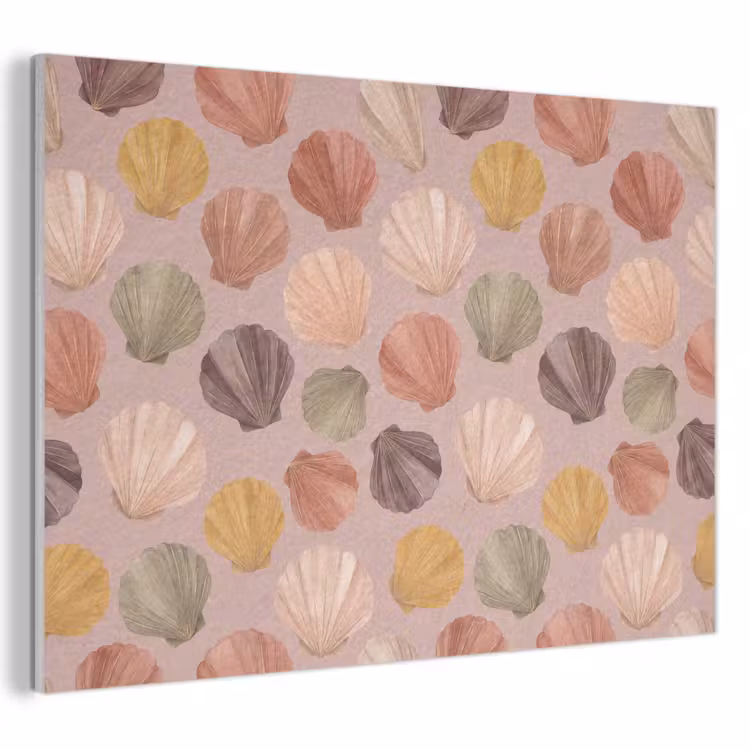 Schelp - Patroon - Zee - Aquarel - Aardetinten PET vilt klein -3d