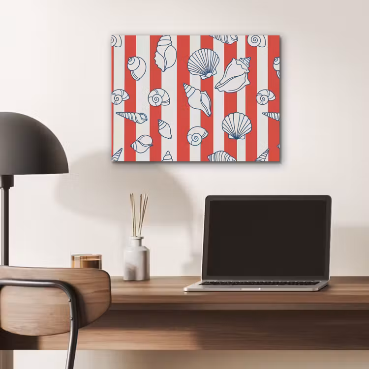 Schelp - Zeedieren - Zomer - Illustratie - Rood - Blauw PET vilt klein -sfeer5
