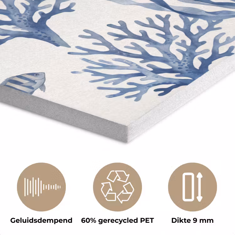 Schelp - Spiraal - Zeeleven - Aquarel - Blauw PET vilt klein -closeup_NL