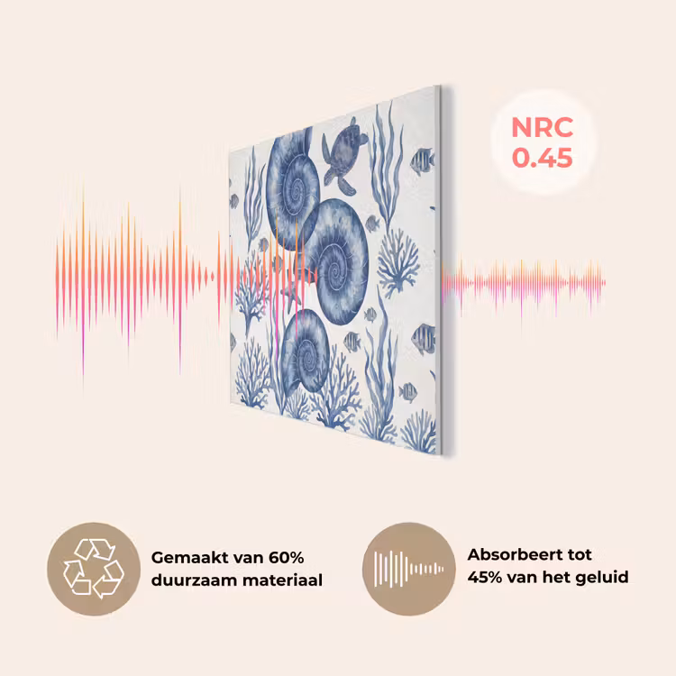 Schelp - Spiraal - Zeeleven - Aquarel - Blauw PET vilt klein -USP_NL