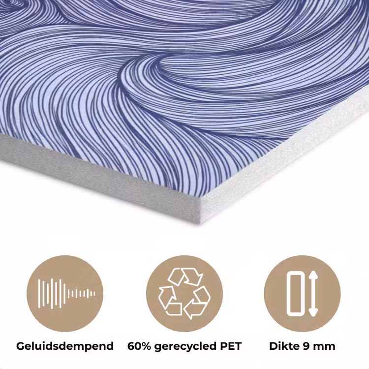 Schip - Golven - Zee - Illustratie - Blauw PET vilt klein -closeup_NL