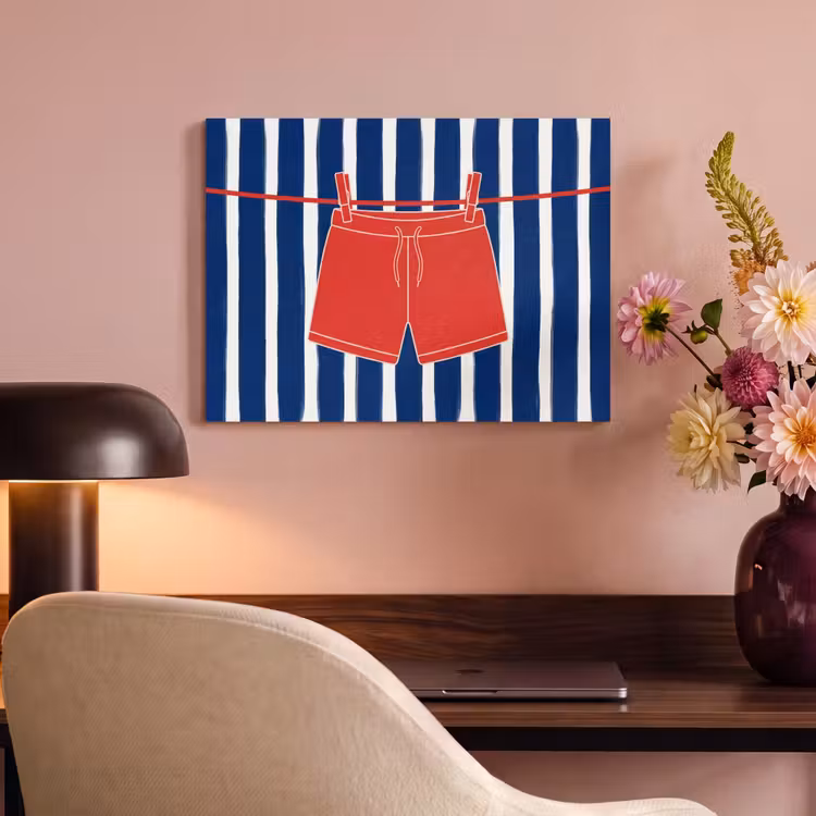 Shorts - Waslijn - Zomer - Illustratie - Rood PET vilt klein -sfeer3