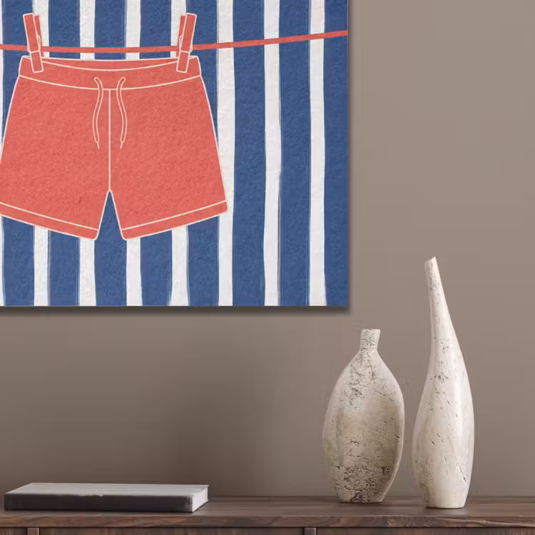Shorts - Waslijn - Zomer - Illustratie - Rood PET vilt klein -sfeer6_closeup