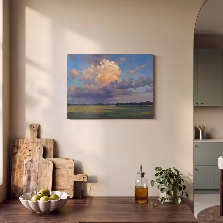 Lucht - Wolken - Landschap - Modern - Oranje PET vilt klein -sfeer2