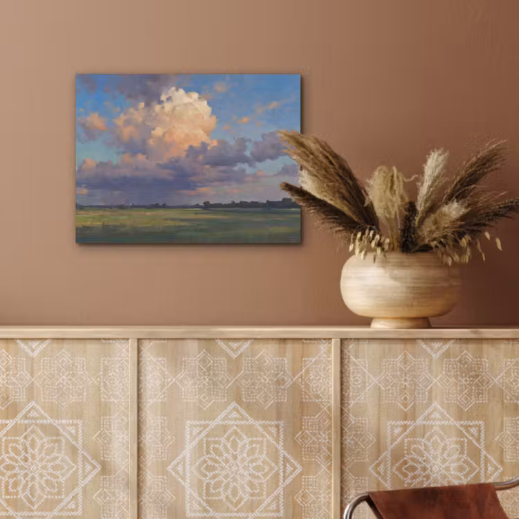 Lucht - Wolken - Landschap - Modern - Oranje PET vilt klein -sfeer4