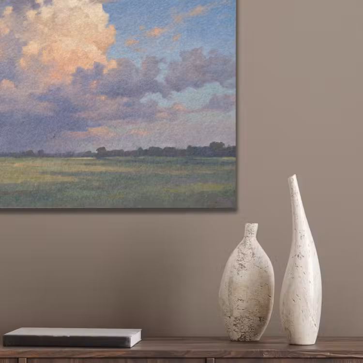 Lucht - Wolken - Landschap - Modern - Oranje PET vilt klein -sfeer6_closeup