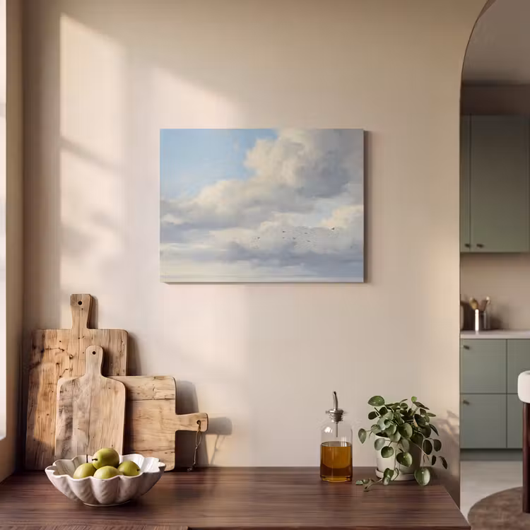 Lucht - Wolken - Natuur - Klassiek - Blauw PET vilt klein -sfeer2