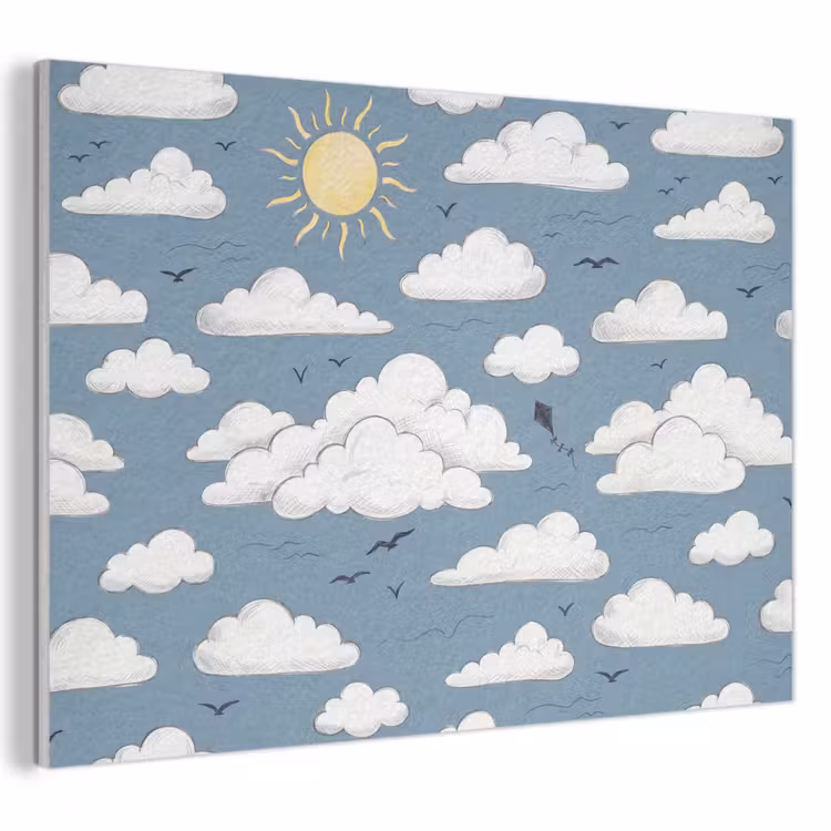 Lucht - Zon - Wolken - Natuur - Blauw PET vilt klein -3d