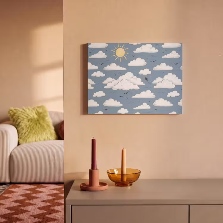 Lucht - Zon - Wolken - Natuur - Blauw PET vilt klein -sfeer1