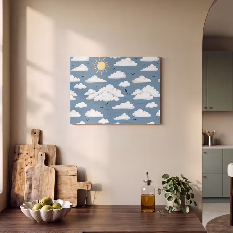 Lucht - Zon - Wolken - Natuur - Blauw PET vilt klein -sfeer2