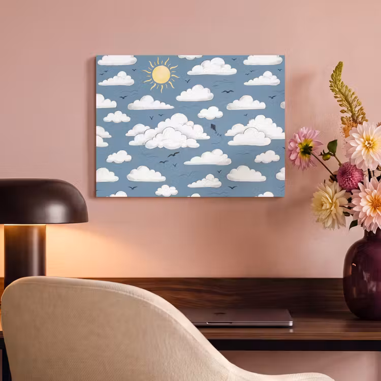 Lucht - Zon - Wolken - Natuur - Blauw PET vilt klein -sfeer3