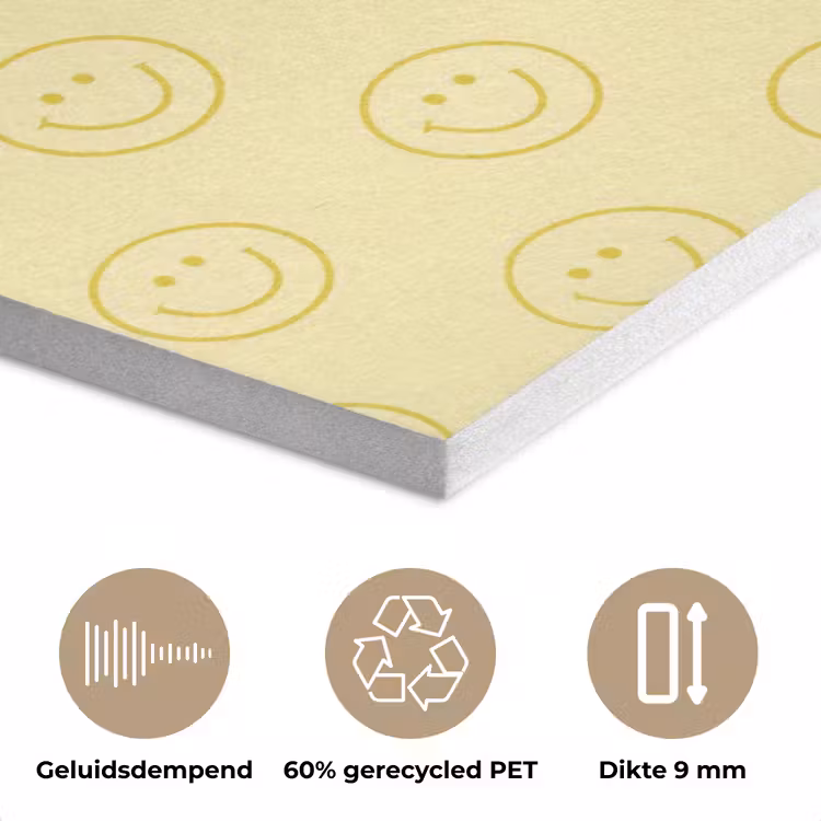 Smileys - Patroon - Retro - Zachtgeel PET vilt klein 837 -closeup_NL
