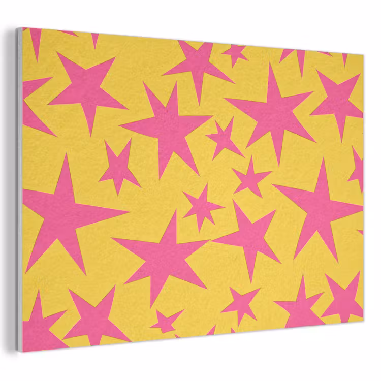 Sterren - Patroon - Roze - Geel PET vilt klein 837 -3d