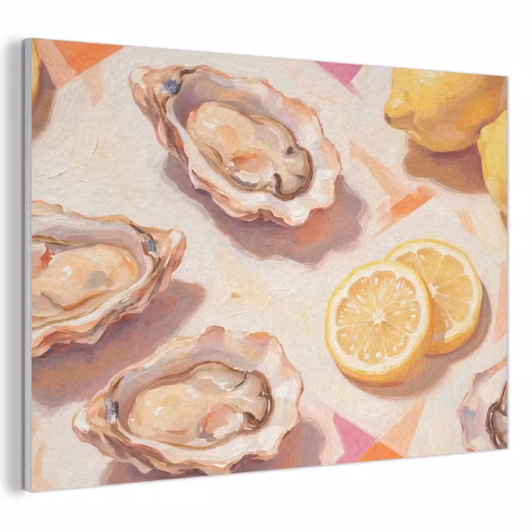 Stilleven - Citroenen - Oesters - Abstract - Oranje PET vilt klein -3d