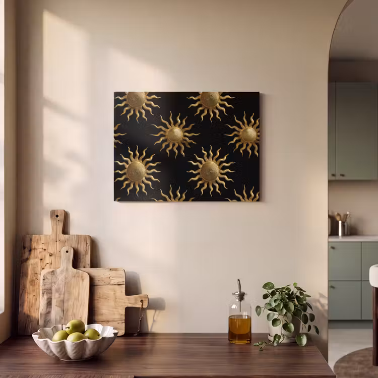 Zon - Patroon - Luxe - Goud - Zwart PET vilt klein 837 -sfeer2