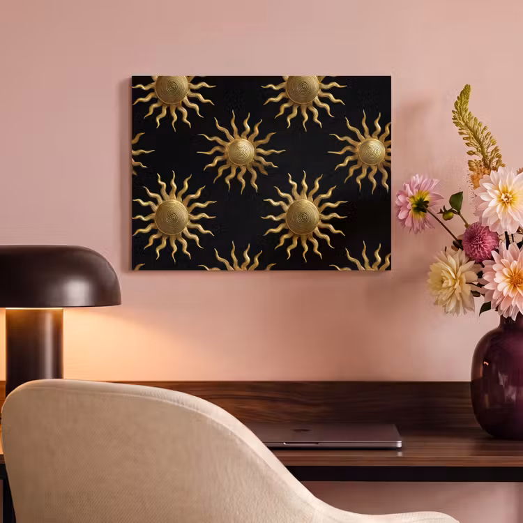 Zon - Patroon - Luxe - Goud - Zwart PET vilt klein 837 -sfeer3