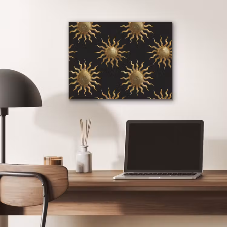 Zon - Patroon - Luxe - Goud - Zwart PET vilt klein 837 -sfeer5