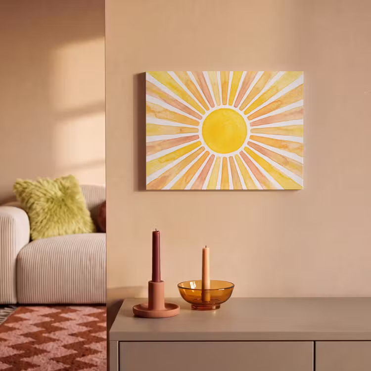 Zon - Stralen - Aquarel - Geel - Abstract PET vilt klein -sfeer1