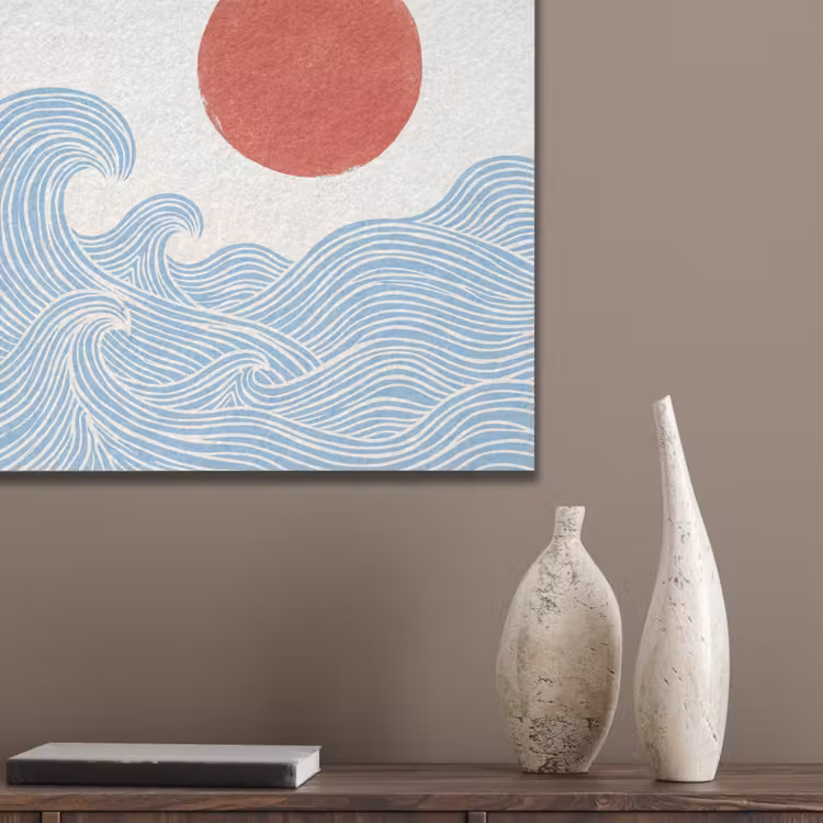 Zon - Golven - Oceaan - Abstract - Rood PET vilt klein -sfeer6_closeup