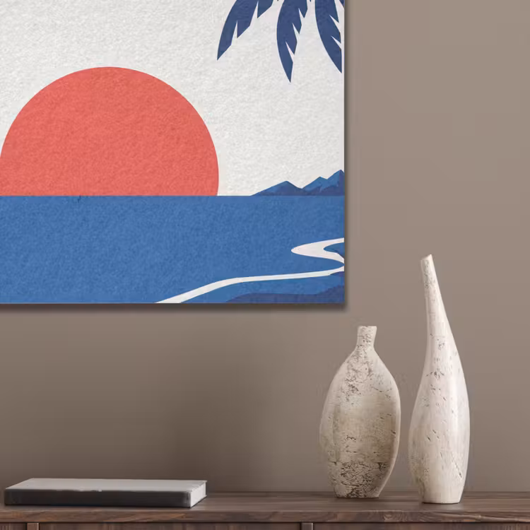 Zonsondergang - Zee - Palmboom - Tropisch - Modern PET vilt klein -sfeer6_closeup
