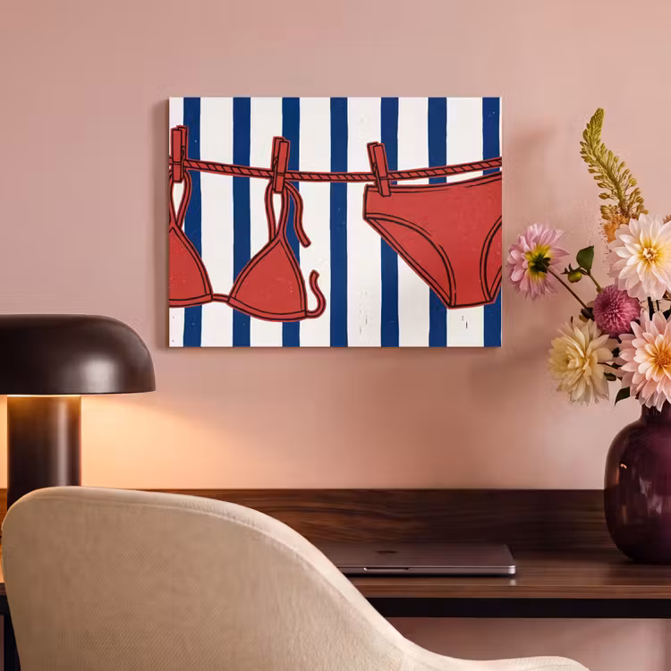 Badkleding - Waslijn - Zomer - Illustratie - Rood PET vilt klein -sfeer3