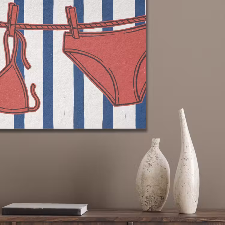 Badkleding - Waslijn - Zomer - Illustratie - Rood PET vilt klein -sfeer6_closeup