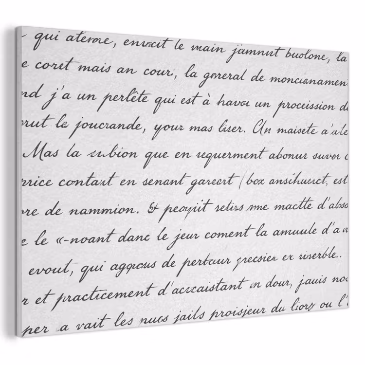 Tekst - Handschrift - Klassiek - ZwartWit PET vilt klein -3d