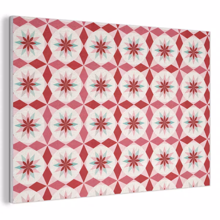 Tegelpatroon - Sterren - Retro - Roze - Mintgroen PET vilt klein 837 -3d