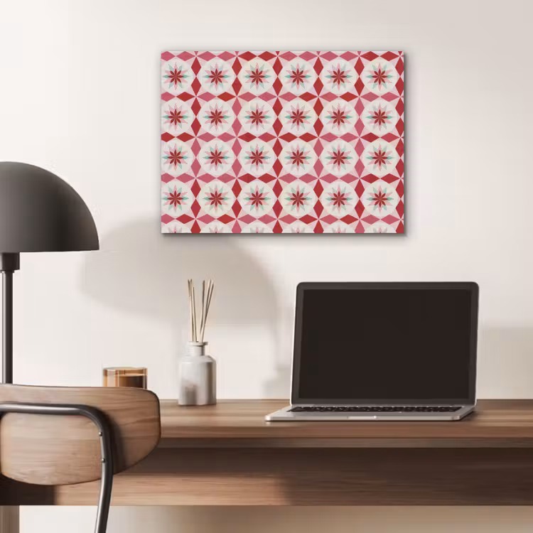Tegelpatroon - Sterren - Retro - Roze - Mintgroen PET vilt klein 837 -sfeer5